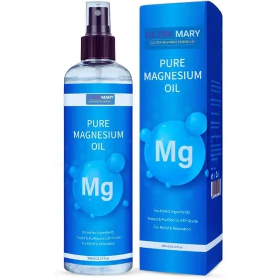 Spray de Óleo de Magnésio Puro - 10oz de Cloreto de Magnésio de Grau USP para Cuidados Relaxantes dos Pés e Corpo - Spra