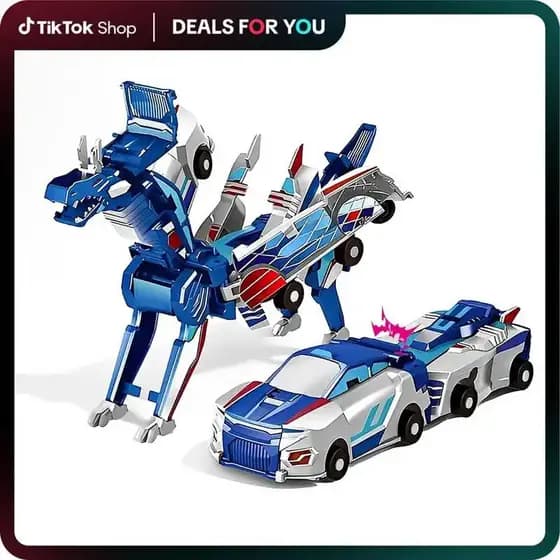 Brinquedo Carro Dinossauro Transformador Magnético Hotfree, Carros Magnéticos 2 em 1 que se Transformam em Dragão Voador