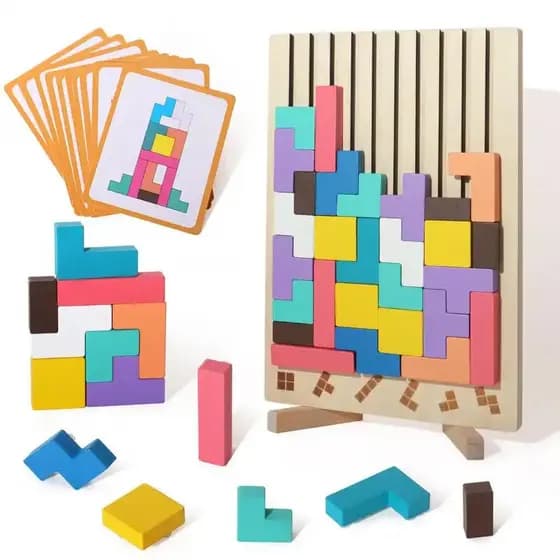 Brinquedo de Quebra-Cabeça de Madeira Empilhável (1 Conjunto), Blocos de Jogo Educativo de Empilhamento, Presente Educat