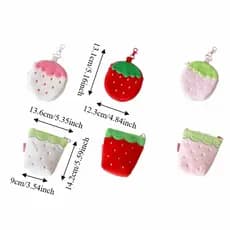 SUBING Chaveiro De Morango De Pelúcia , Bolsa De Moedas , Batom , Cartão , Frutas , Patchwork