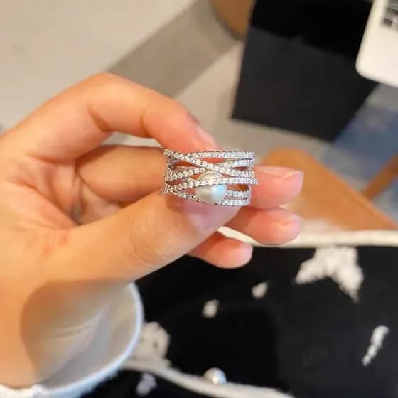 ❤ Anel de pérola enrolado de alta qualidade com Design de nicho Original, abertura feminina, joias simples e combinadas