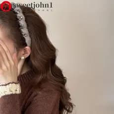 SWEETJOHN1 Argola De Cabelo Colorida Maillard , Acessórios Para , Faixa De Cabeça Ondulada De Pelúcia Com Strass , Pente