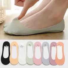 Conjunto de 5 pares de meias de verão listradas em algodão, ultrafinas, respiráveis ​​e invisíveis, com design antiderra