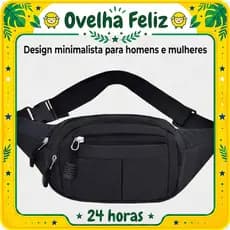 Sling Bag Transversal Estilo Minimalista Preta – Pochete Porta Celular Unissex para Viagem e Dia a Dia