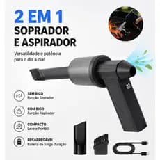 Mini Aspirador e Soprador Portátil 2 em 1 Sem Fio Recarregável USB-C Alta Potência para Carro, Casa e Escritório