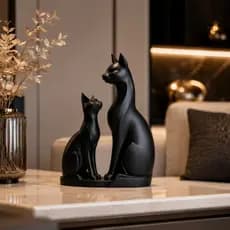 Escultura Decorativa Gato Sofisticado Minimalista Decoração Elegante para Sala, Escritório e Mesa