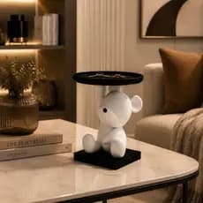 Suporte Alexa Echo Dot Ursinho com Bandeja Organizador de Mesa Decorativo Porta Objetos Moderno