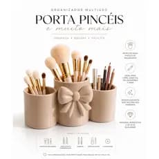Porta Pincéis Maquiagem Organizador Mesa Porta Canetas Laço Elegante