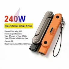 240W Type C Adaptador Suporte Para Telefone 2 Em 1 Dobrável Conversor De Carregamento Ultra Rápido Design De Cordão Fême