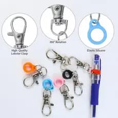 Clipe de caneta de Silicone chaveiro conjunto cor elástico crachá clipe com liga lagosta fivela Design rolagem clipe can