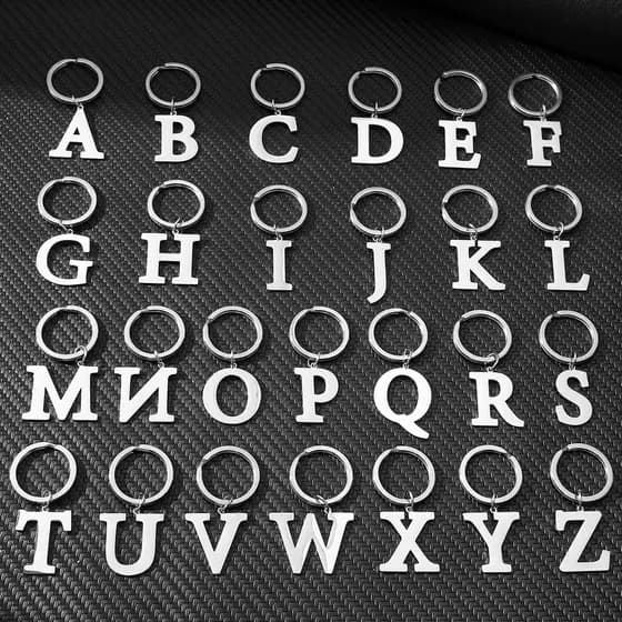Nome personalizado carta chaveiro 26 aço inoxidável inglês carta pingente Design simples combinação gratuita moda mochil