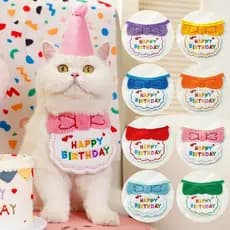 Festa De Aniversário De Cachorro Fofo Chapéu De Gato Babete Coleira Animal De Estimação Vestir Suprimentos Do Conjunto