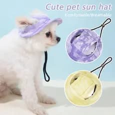 Boné De Pescador Para Animais De Estimação , Chapéu Ajustável Respirável , Sol Cães Com Furos As Orelhas , Protetor Sola