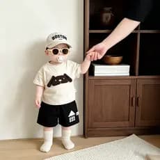 Meninos Shorts de manga curta conjunto de duas peças puro algodão verão estilo fino versão coreana terno Casual infantil