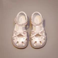 Meninas PU Princesa Sandálias Arco Velcro Sandálias 1-12 Anos Verão Doce Versão Coreana Sandálias