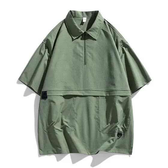 [Produtos prontos para entrega no mesmo dia] Cardigã retrô masculino de verão polo camiseta de manga curta masculina ver