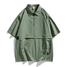 [Produtos prontos para entrega no mesmo dia] Cardigã retrô masculino de verão polo camiseta de manga curta masculina ver