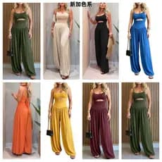 2026 novo estilo primavera verão férias à beira-mar estilo francês fresco doce colete feminino calças de perna larga mac