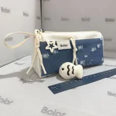 Estojo simples para lápis, capacidade, nicho, papelaria, jeans, caixa de papelaria, alto valor, estudante, bolsa de arma