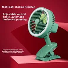 Balançando a cabeça pequeno ventilador de carregamento USB clipe desktop estudante escritório carrinho ventilador com lu