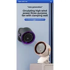 Ventilador Suspenso Portátil Com Clipe 720 ° Fluxo De Ar Amplo E Baixo Ruído Display LED Para Acampamento De Mesa