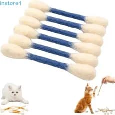 INSTORE 6 Peças De Brinquedo De Gato De Cotonete De Algodão , Mastigar De Gatinho De Textura Macia Anti-Odor Leve Para D