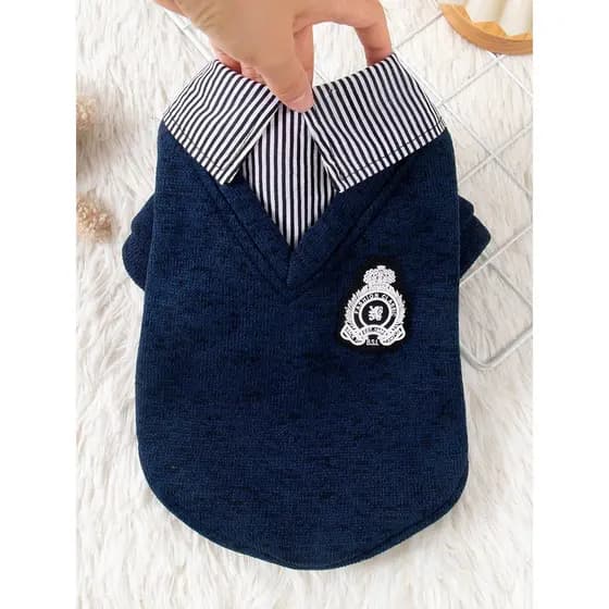 Outono inverno roupas para cães quente falso camisa de duas peças colar Teddy Bichon pequeno cão Schnauzer gato cavalhei