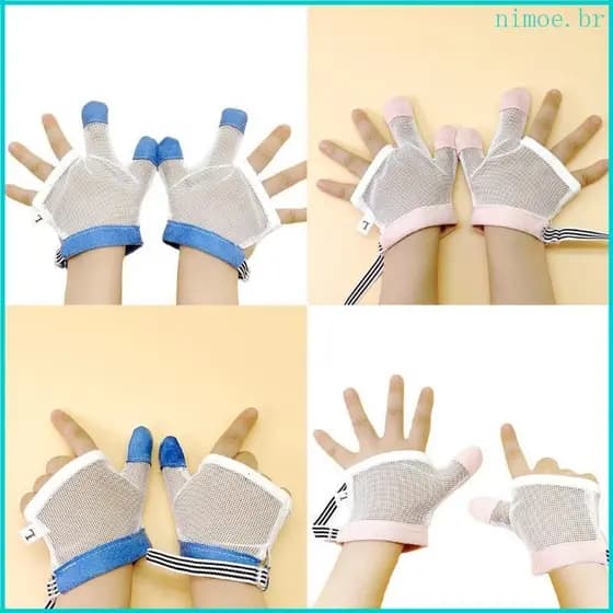 Nim 1 par de luvas anti-roer unhas para bebês, previne o hábito de roer unhas e protege as mãos das crianças 272I