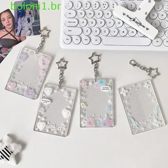 Porta-Cartões Fotográficos Em Acrílico , 2.7 X 4.1 Polegadas Com Estojo Para Cartão Fotográfico Chaveiro , Ins