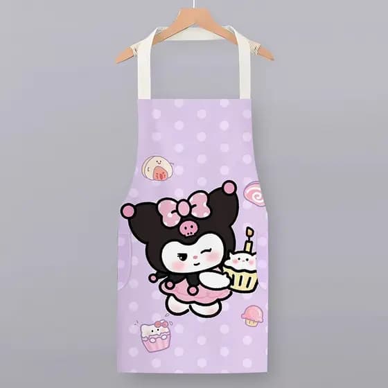 Kuromi cintura bonito dos desenhos animados kuromi cozinha doméstica resistente ao desgaste roupas de trabalho feminino
