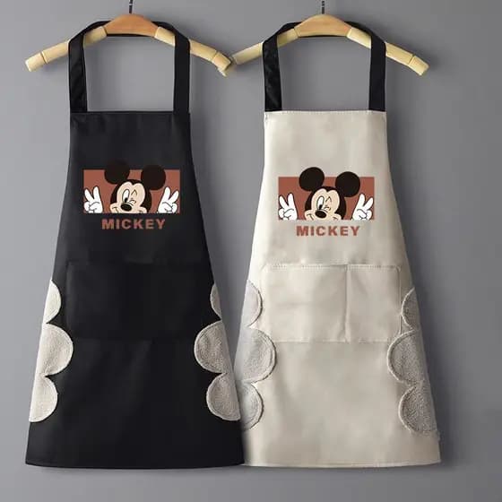 Desenho Animado Avental À Prova D'água De Pescoço Suspenso De Óleo Pintura Mickey De Cozinha Roupas De Trabalho Mão