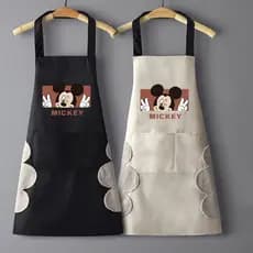 Desenho Animado Avental À Prova D'água De Pescoço Suspenso De Óleo Pintura Mickey De Cozinha Roupas De Trabalho Mão