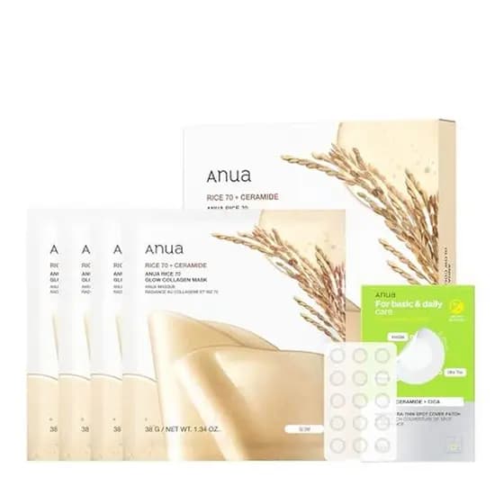 Arroz (38g , Glow ANUA Patch & amp ; Duo , (75 Collagen 4ea) , Conta) Spot 70 Capa De Máscara Ultrafina