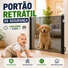 Portão Retrátil de Segurança para Bebês e Pets, Tela Ajustável, Cercadinho para Cães e Gatos, Proteção Fácil para Portas