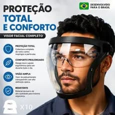 Protetor Facial Face Shield Transparente Anti-Embaçante E Anti-Risco Com Filtro Máscara de Proteção Total Premium