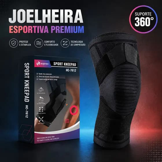 Joelheira De Compressão Ortopédica 360 Ajustável Academia Musculação Crossfit Treino Esportes Par