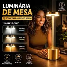 Luminária De Mesa LED Abajur Sem Fio Recarregável Luxo 3 Cores Touch Para Quarto Cabeceira Escrivaninha Estudo