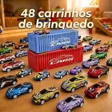 Kit 48 Carrinhos De Fricção Com Maleta Container Que Vira Pista De Corrida Brinquedo Infantil Menino Resistente