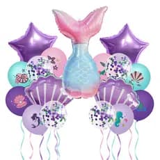 Sereia dos desenhos animados Fishtail estrela concha látex impresso balão pacote aniversário atmosfera decoração balão p