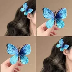 Fantasia borboleta azul ~ fantasia borboleta grampo de cabelo vento bico de pato bola cabeça clipe lateral grampo de cab