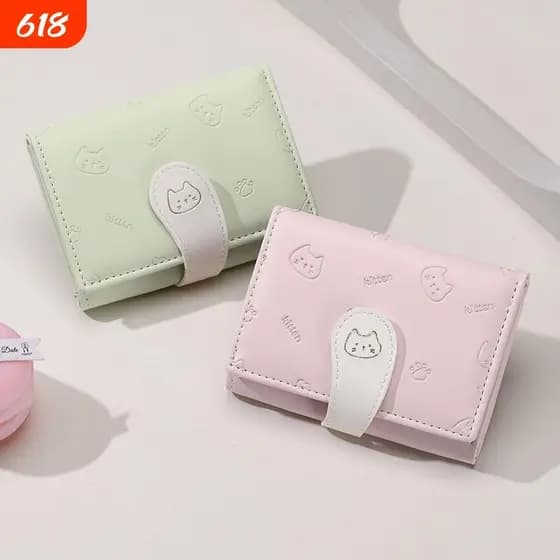 carteira feminina carteira feminina pequena Japonês coreano simples carteira nicho dos desenhos animados bonito gato car