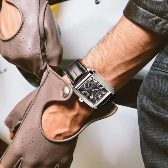 relogio masculino Relógio mecânico automático suíço genuíno, calendário retangular masculino, à prova d'água, movimento