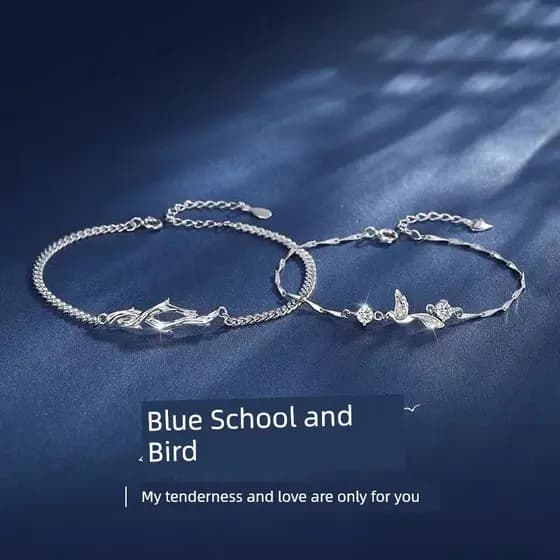 pulseira feminina pulseira Azul eucalipto e pássaros casal pulseiras um par de alto valor estudante festa temperamento n