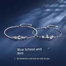 pulseira feminina pulseira Azul eucalipto e pássaros casal pulseiras um par de alto valor estudante festa temperamento n