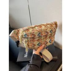 Bolsa de cintura de lona de viagem feminina 2026 novo estilo estilo étnico mensageiro bolsa pequena Casual bolsa de ombr