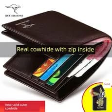 carteira masculina carteira masculina com ziper 2026 novo estilo carteira de couro masculino estilo curto zíper interno