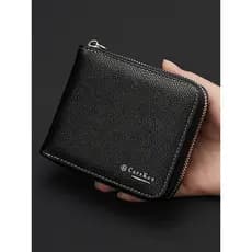carteira masculina carteira masculina com ziper CarrKen Novo Estilo de Negócios Masculino Simples Zíper Carteira Curta J