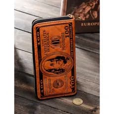 carteira masculina carteira masculina com ziper Retro masculino único na moda legal carteira longo zíper gravação titula