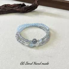pulseira feminina pulseira [Chuji] Pulseira cinza luar água-marinha círculo duplo estilo feminino emoções calmantes nich