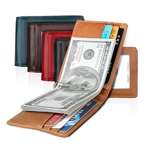 Cross-Border novo produto masculino feminino couro genuíno dólar carteira de couro cavalo louco carteira tendência pós-m